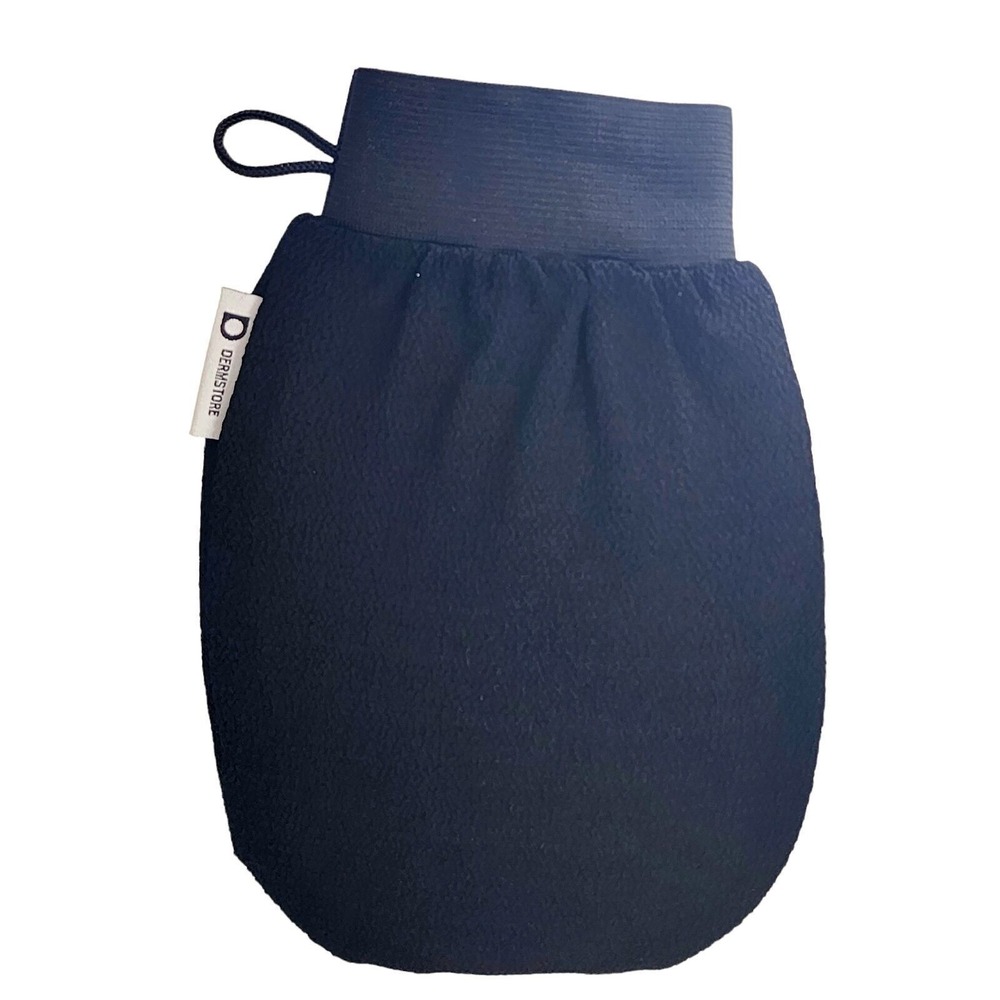 2 x DERMSTORE Scrubbing Exfoliating Facial Mitt Glove Scrubber Black New